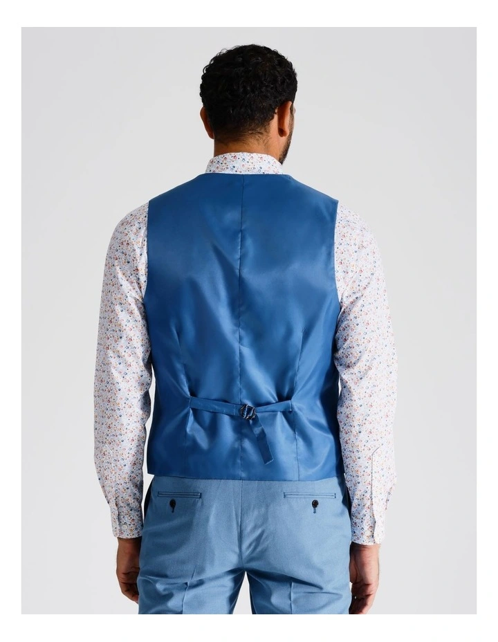 Tailored Puppytooth Vest in Blue