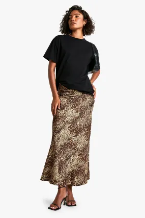 Tall Leopard Satin Midaxi Skirt