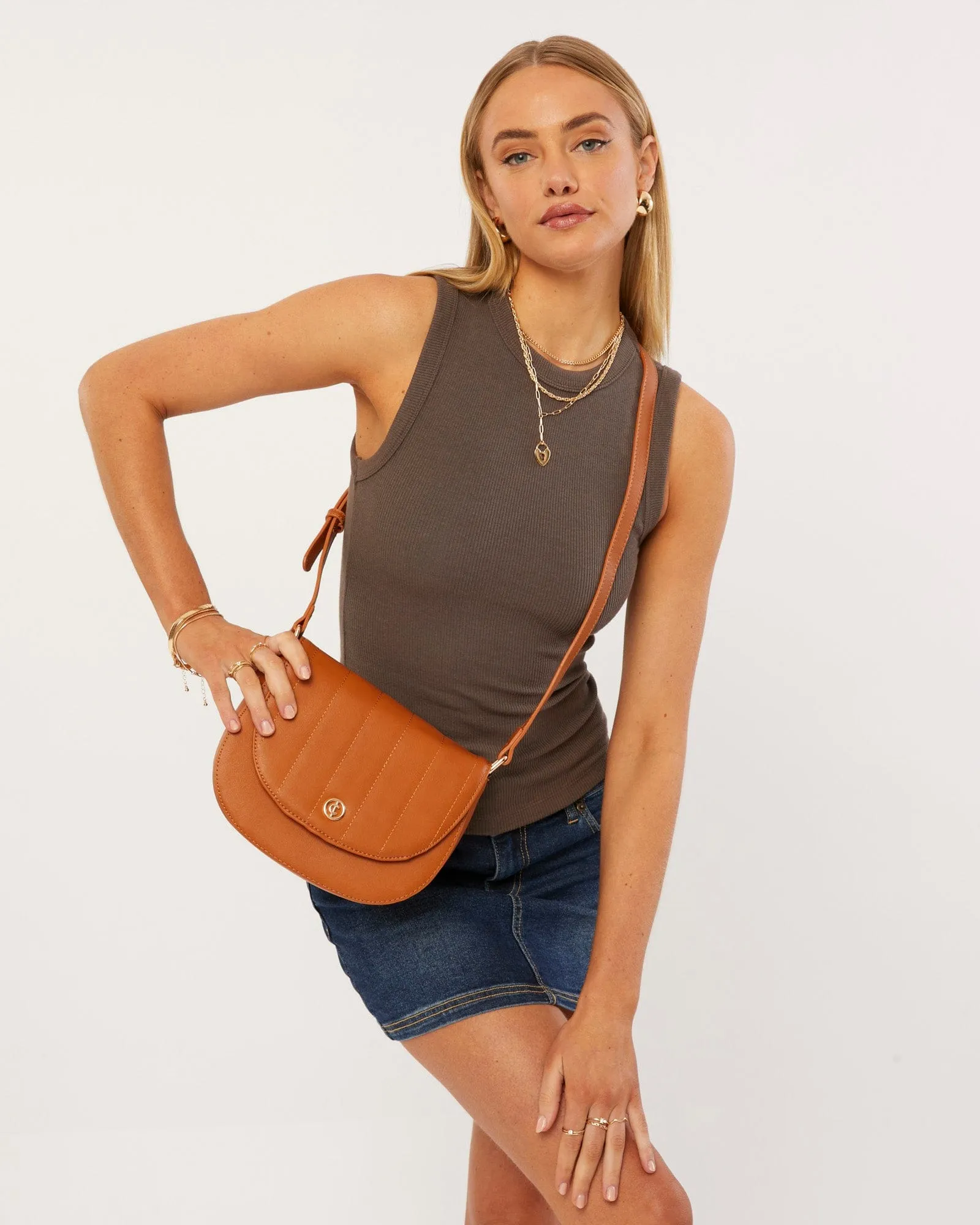 Tan Sadie Quilt Saddle Bag