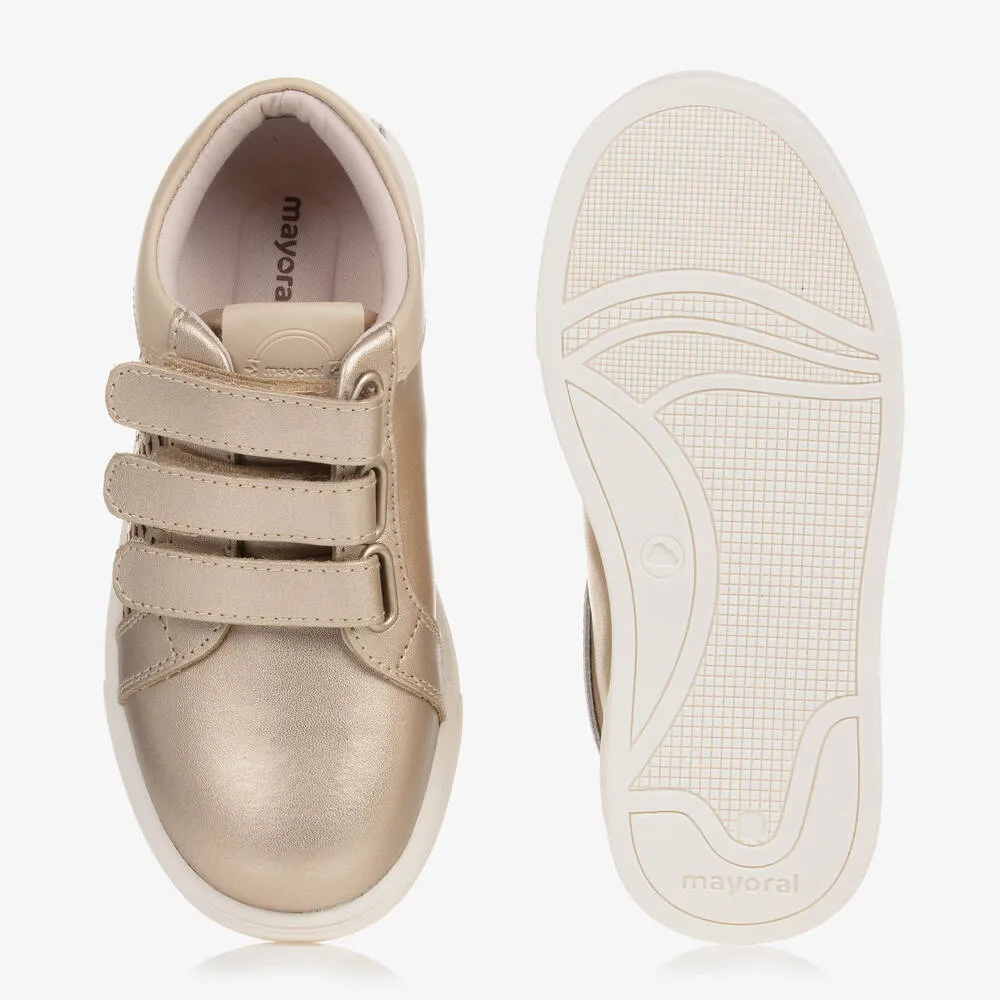 Teen Girls Gold Leather Trainers