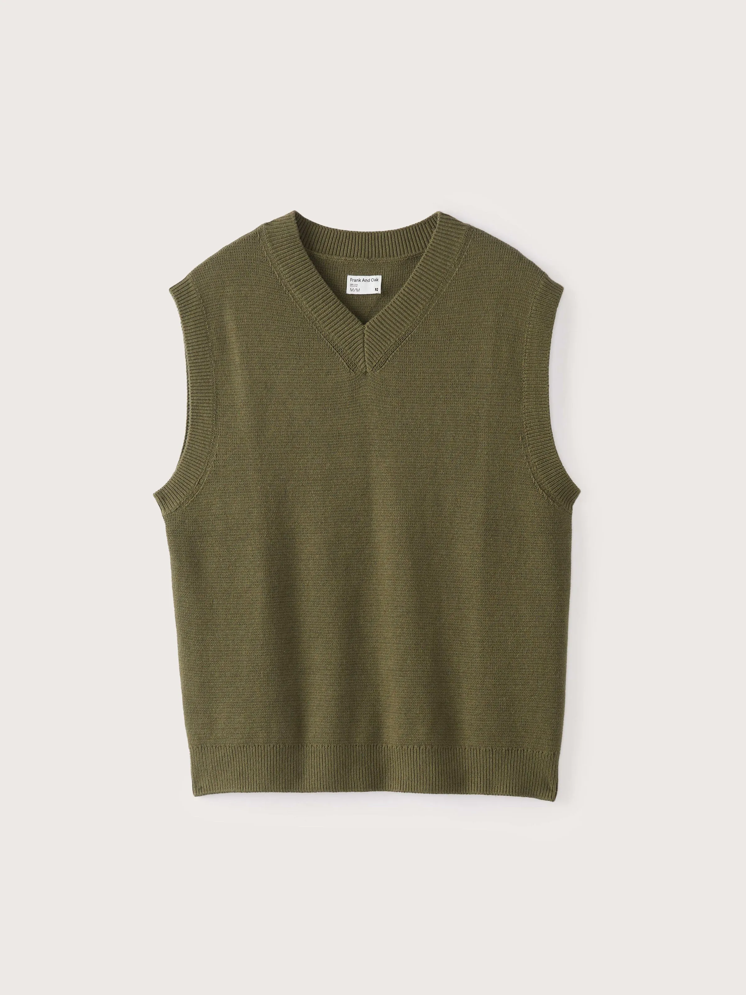 The Ribbed V-Neck Vest in Dark Olive