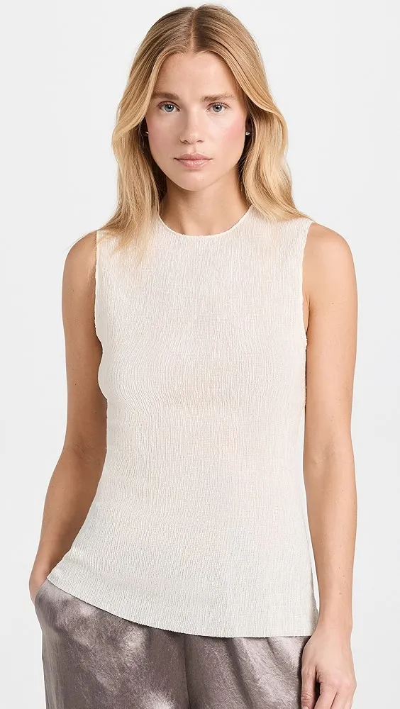 Tibi   Sage Crinkle Lyocell Fitted Tank 