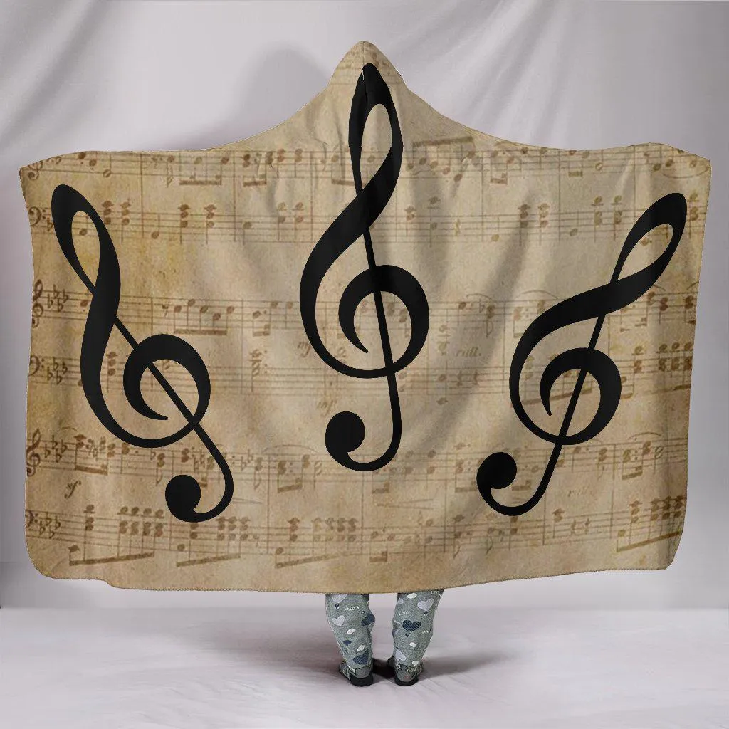 Treble Clef Music Hooded Blanket