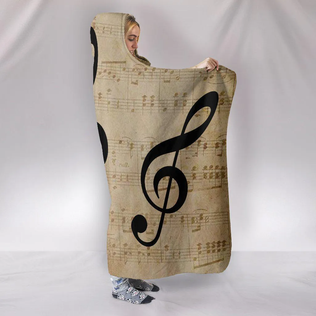 Treble Clef Music Hooded Blanket