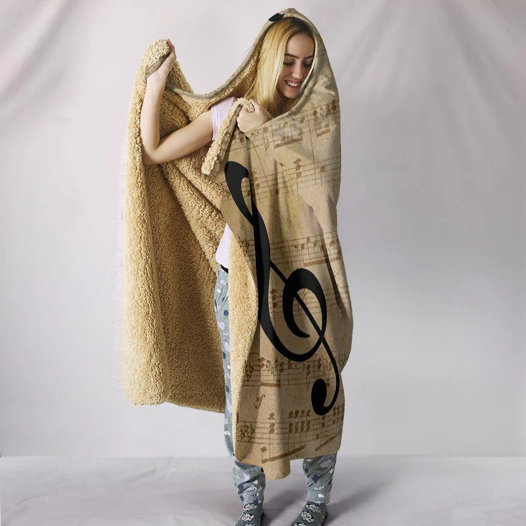 Treble Clef Music Hooded Blanket