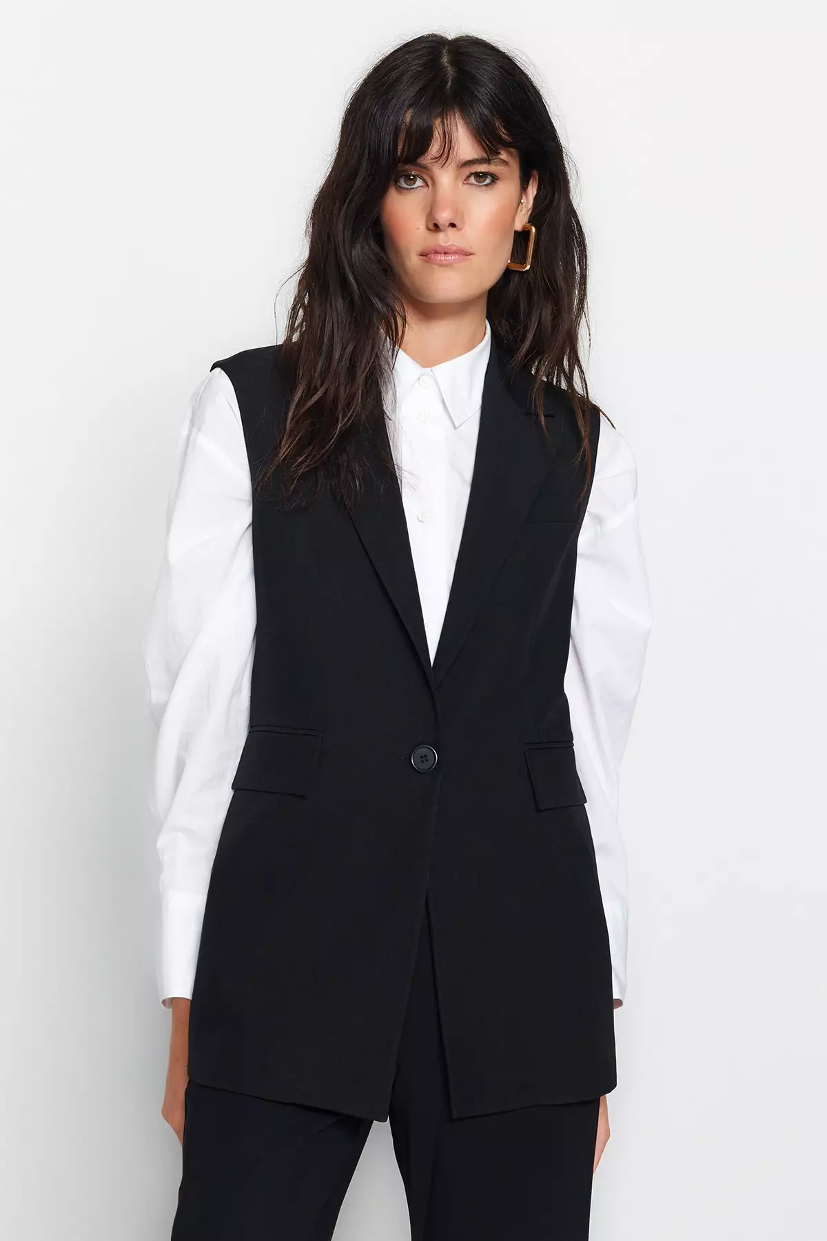 Trendyol One Button Woven Vest