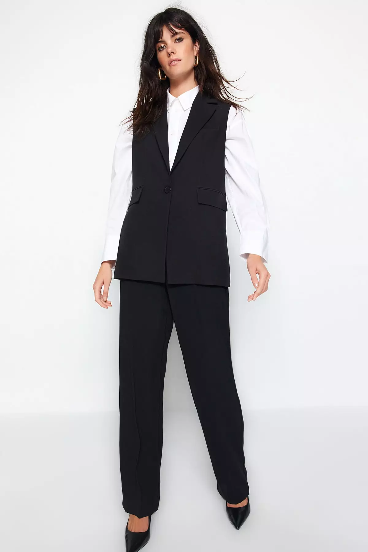 Trendyol One Button Woven Vest