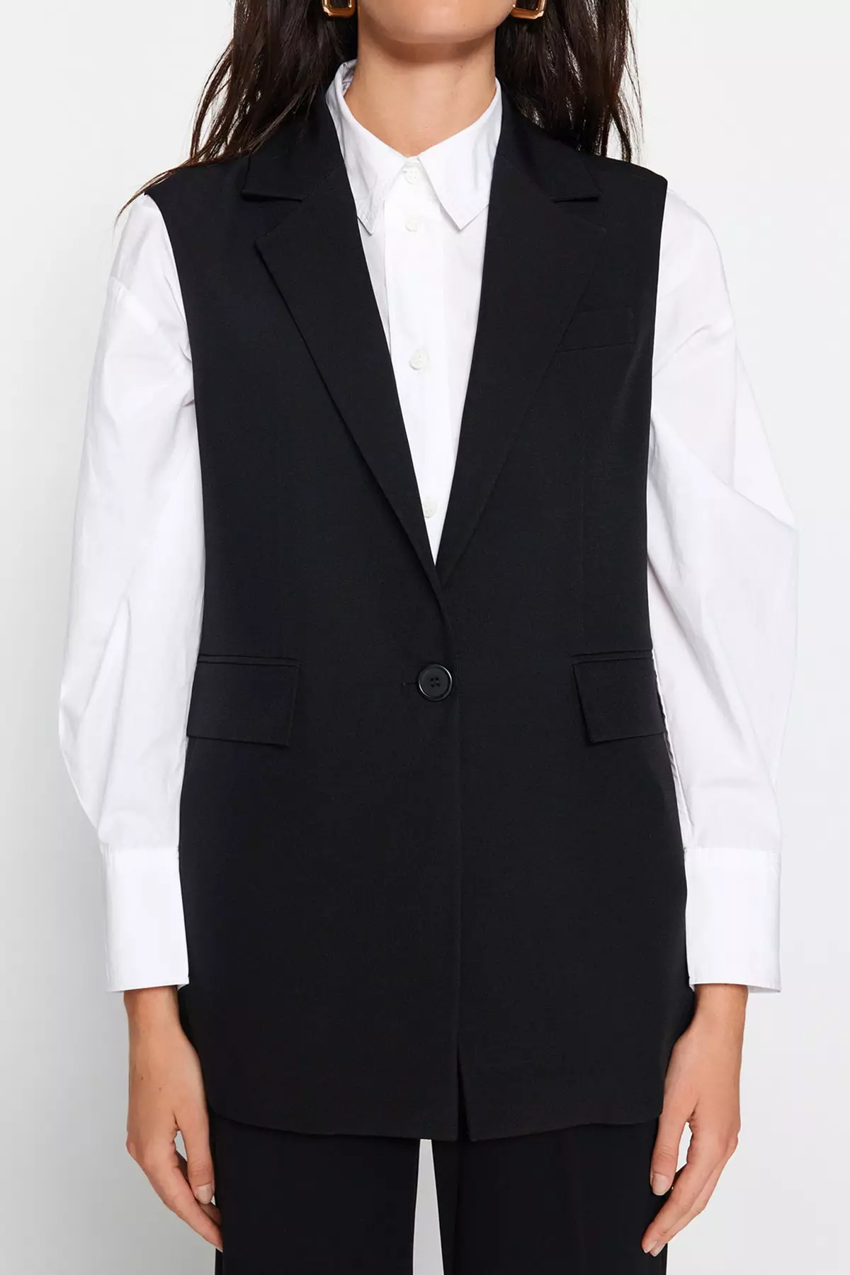 Trendyol One Button Woven Vest