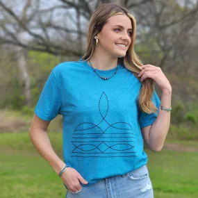 Turquoise Boot Stitch Tee