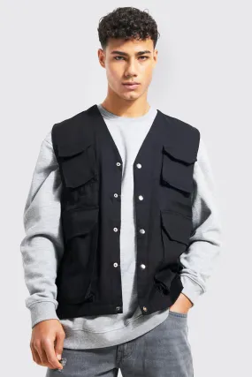 Twill Safari Vest | boohooMAN UK