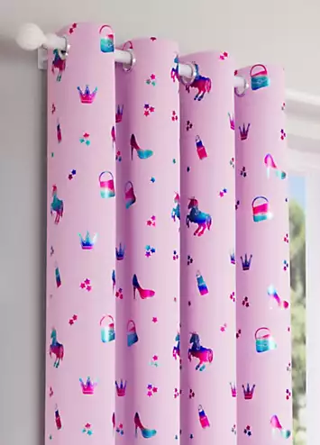 Tyrone Charm Blockout Metallic Kids Pair of Eyelet Curtains | Kaleidoscope