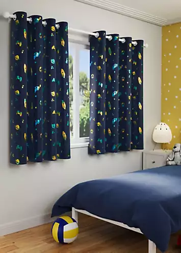 Tyrone Infinity Blockout Metallic Kids Pair of Eyelet Curtains | Kaleidoscope