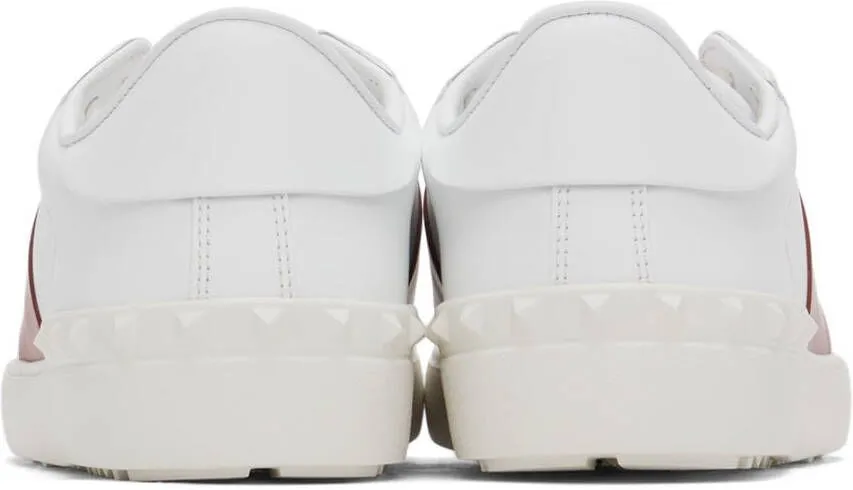 Valentino Garavani White & Red Leather Open Sneakers