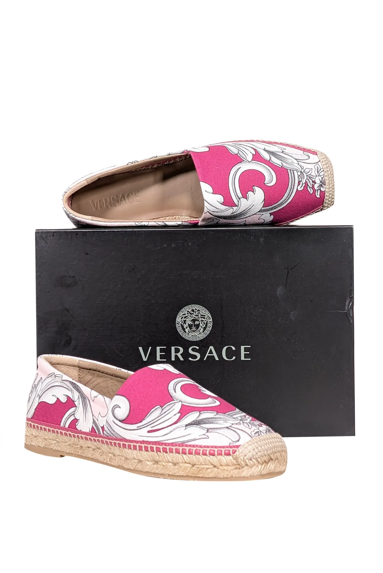 Versace - Pink Print Espadrille Flats Sz 9