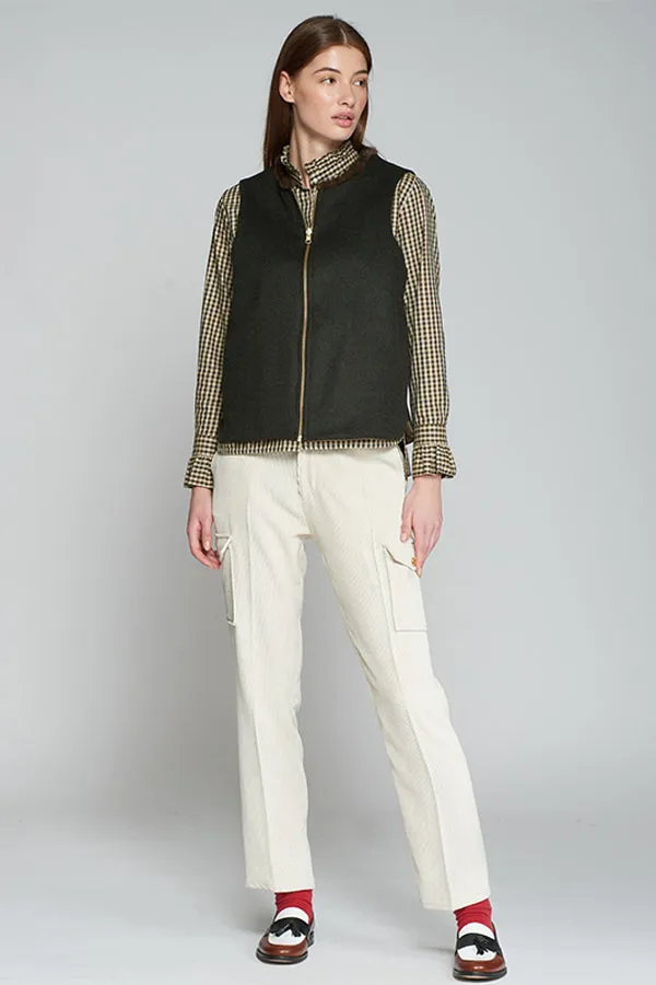 Vilagallo FLAVIA OFF-WHITE CORDUROY TROUSERS