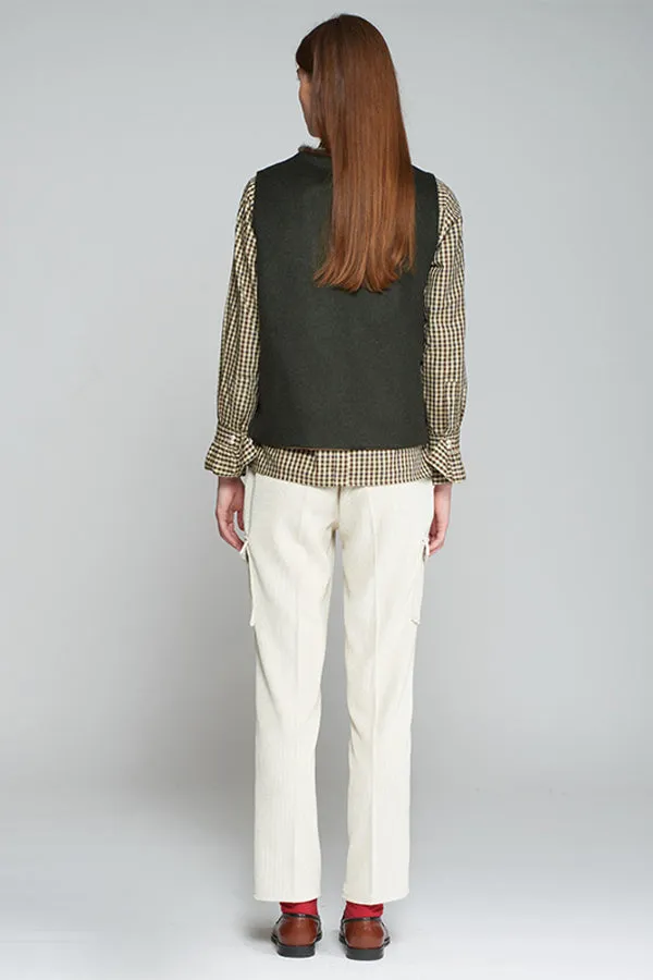 Vilagallo FLAVIA OFF-WHITE CORDUROY TROUSERS