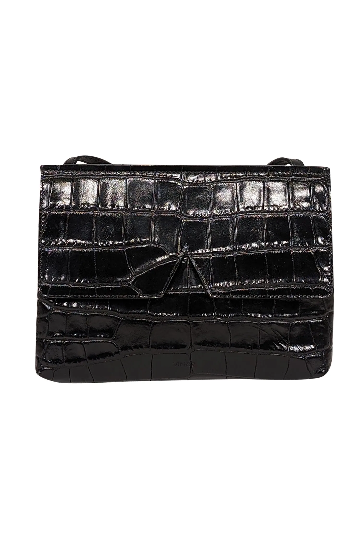 Vince - Black Crocodile Embossed Cow Leather Crossbody