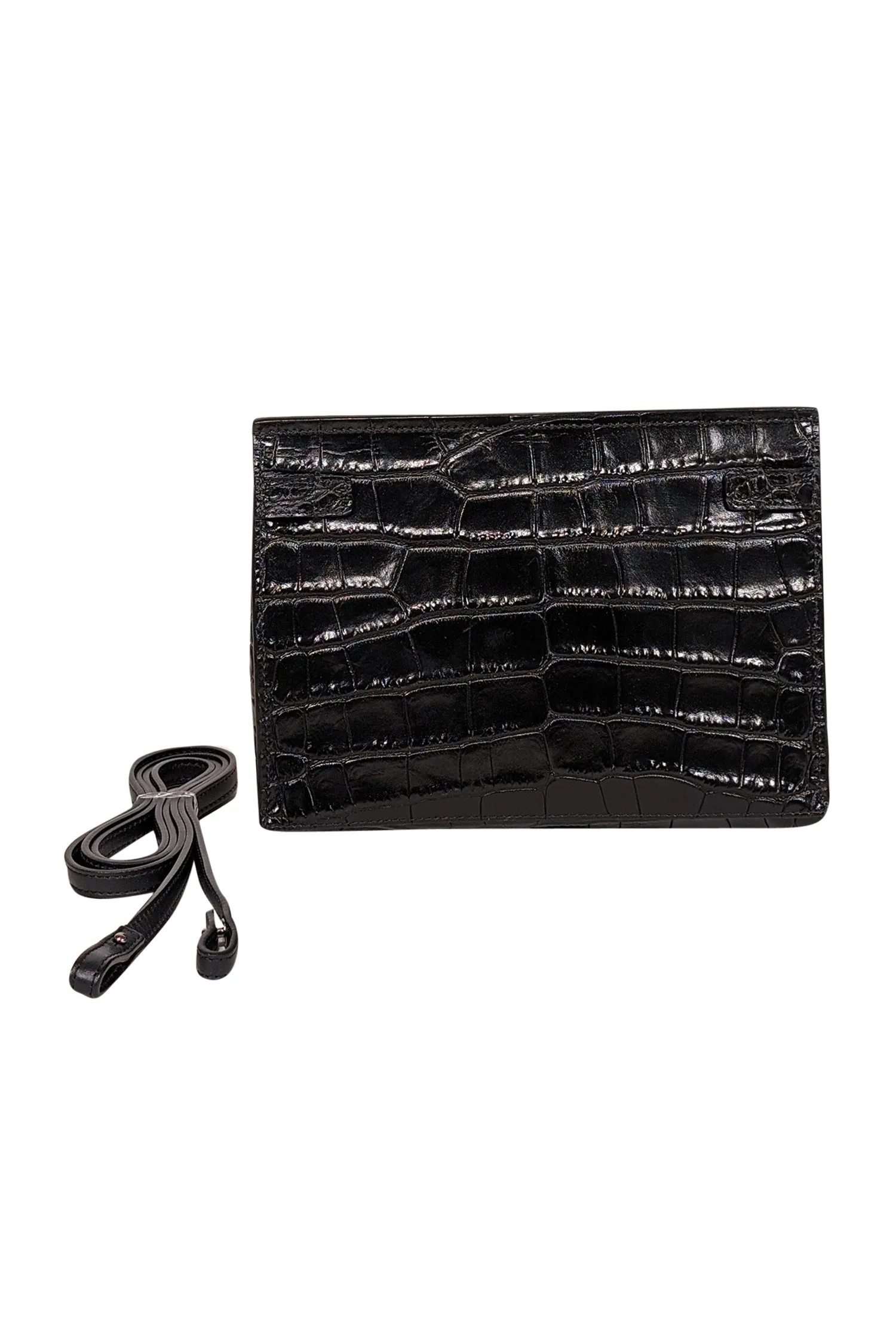 Vince - Black Crocodile Embossed Cow Leather Crossbody