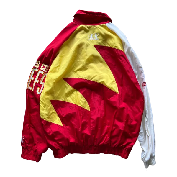 WESTSIDE STOREY VINTAGE | VINTAGE 90S PROLINE SHARKTOOTH KC CHIEFS WINDBREAKER JACKET - RED/YELLOW (AS-IS)