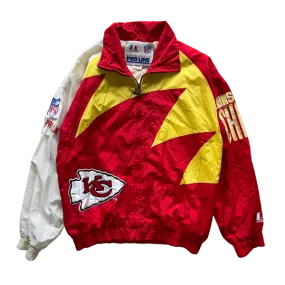 WESTSIDE STOREY VINTAGE | VINTAGE 90S PROLINE SHARKTOOTH KC CHIEFS WINDBREAKER JACKET - RED/YELLOW (AS-IS)