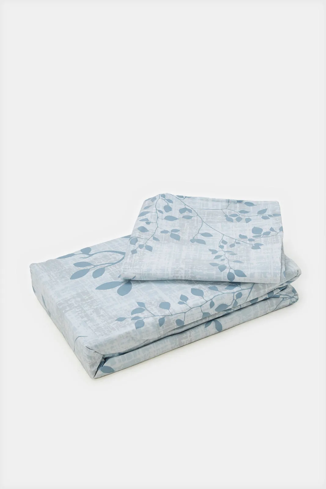 White And Blue 2 Piece Printed Duvet Cover Set (Double Size)