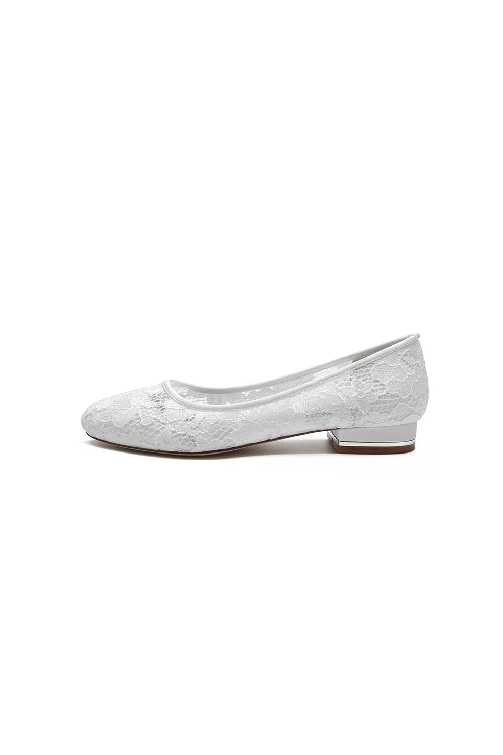 White Lace Open Toe Flats Bridal Shoes