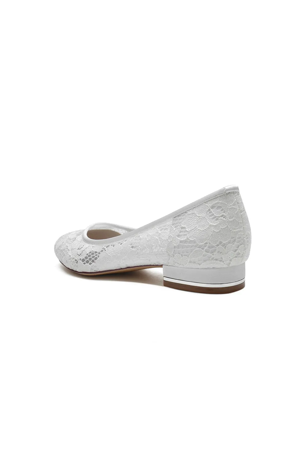 White Lace Open Toe Flats Bridal Shoes