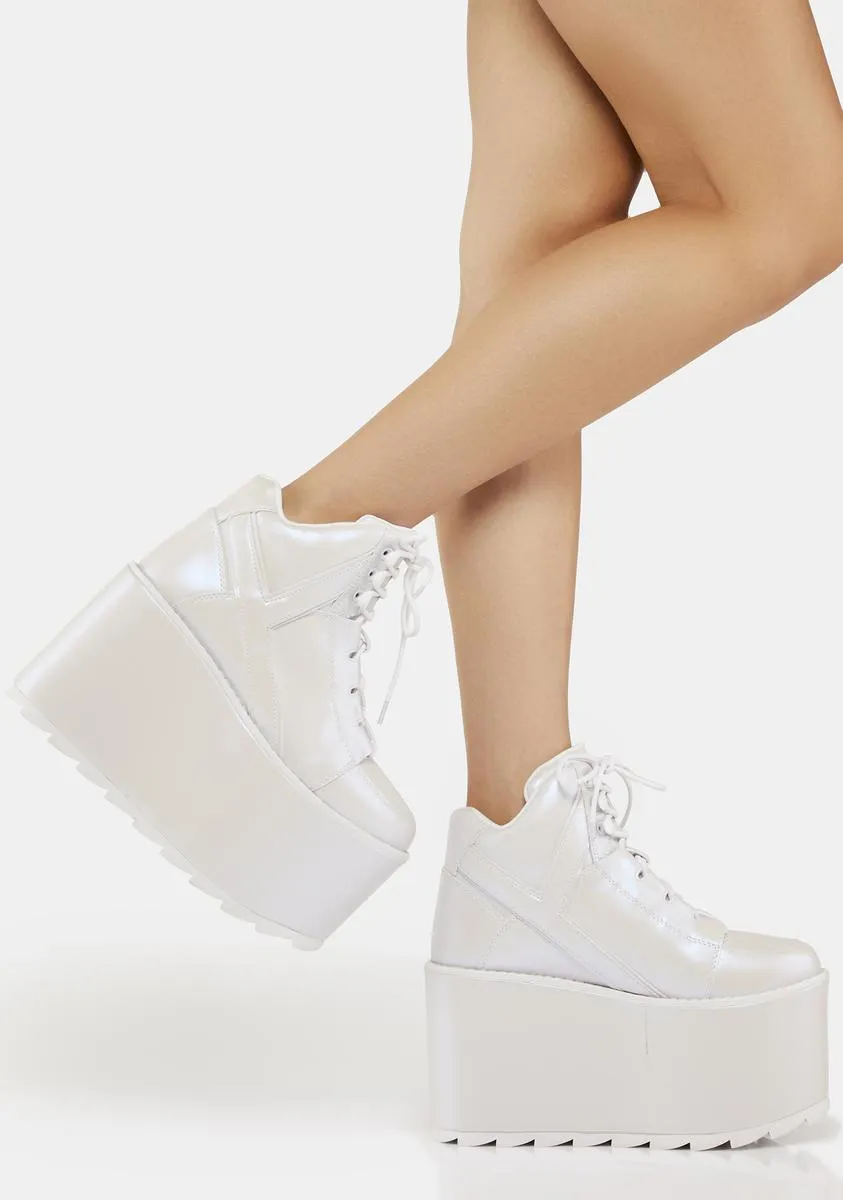 White Pearl Qozmo Platform Sneakers-