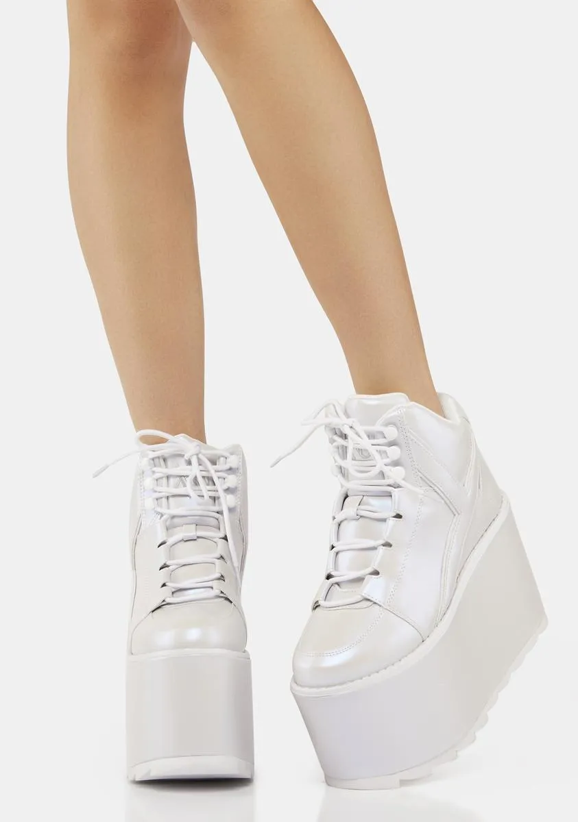 White Pearl Qozmo Platform Sneakers-