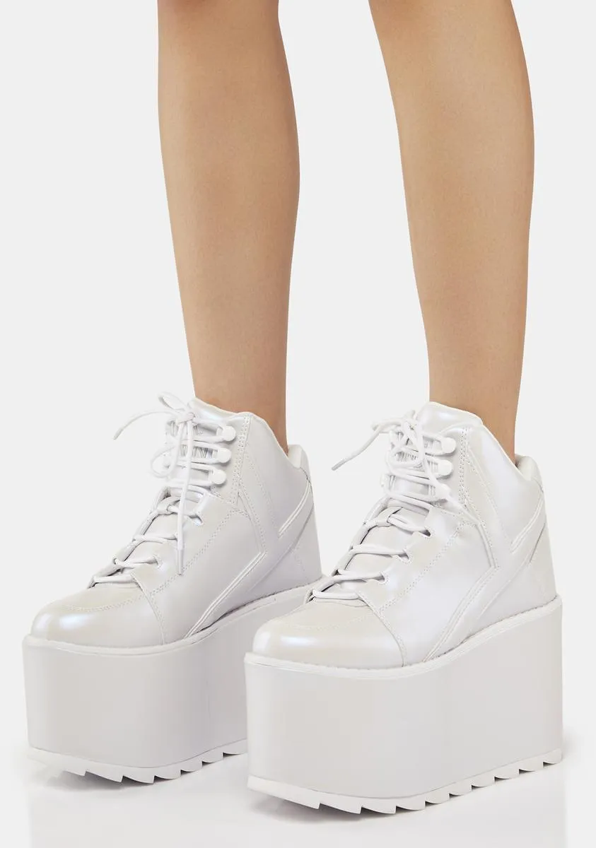 White Pearl Qozmo Platform Sneakers-