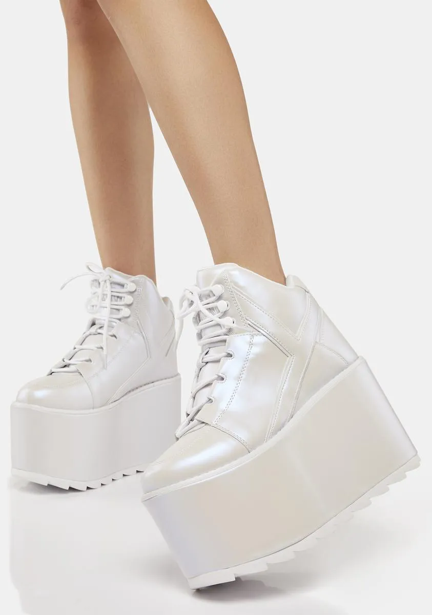 White Pearl Qozmo Platform Sneakers-