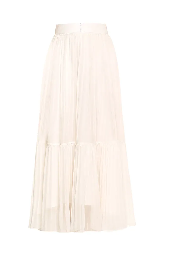 White Plisse Midi Skirt