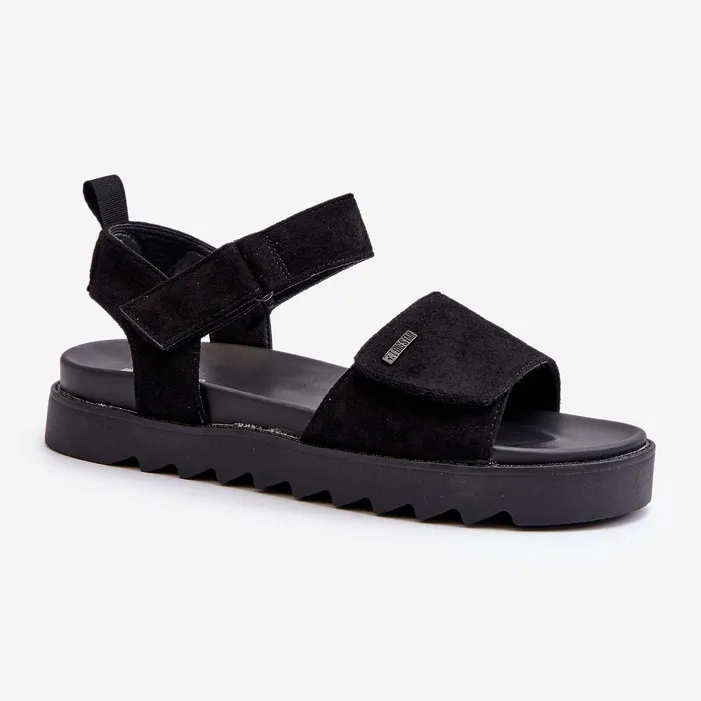 Women's Suede Sandals on the Big Star Platform NN274700 Black