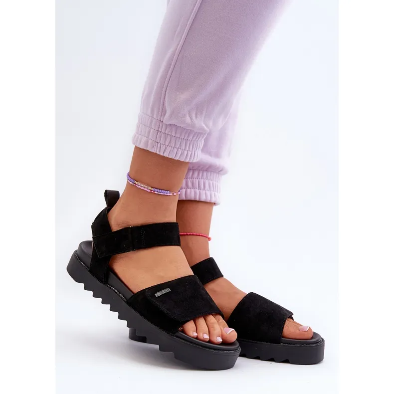 Women's Suede Sandals on the Big Star Platform NN274700 Black