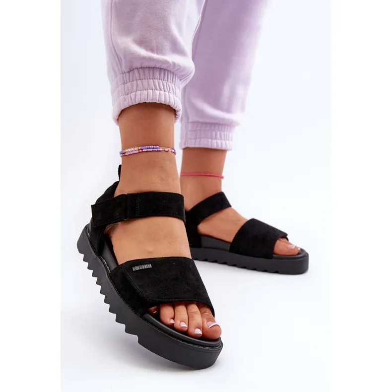 Women's Suede Sandals on the Big Star Platform NN274700 Black