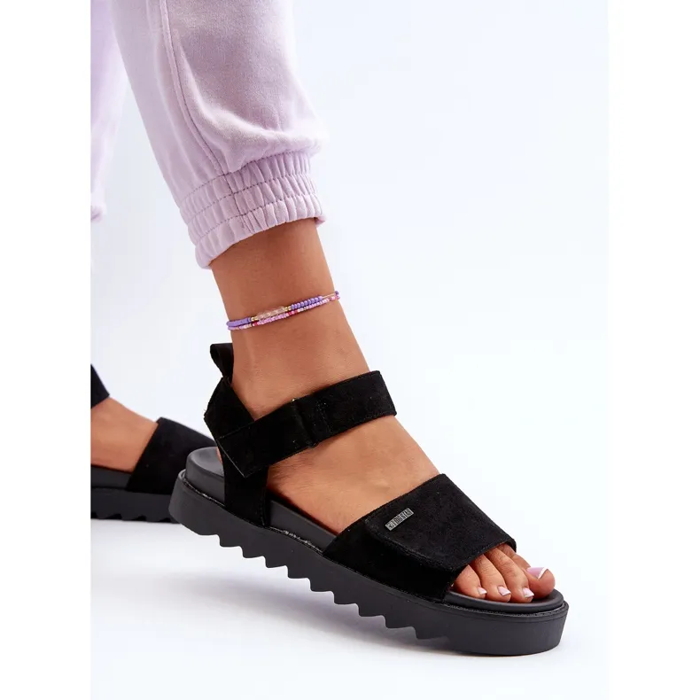 Women's Suede Sandals on the Big Star Platform NN274700 Black