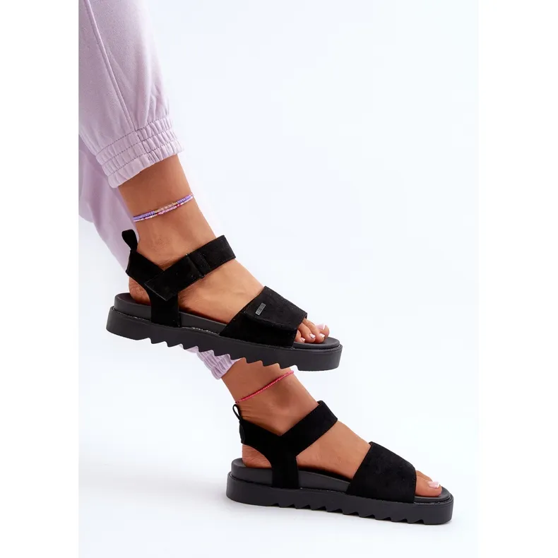 Women's Suede Sandals on the Big Star Platform NN274700 Black