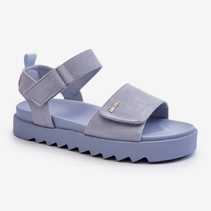 Women's Suede Sandals on the Big Star Platform NN274706 Blue