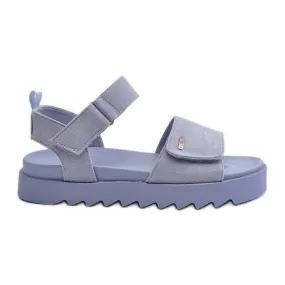 Women's Suede Sandals on the Big Star Platform NN274706 Blue