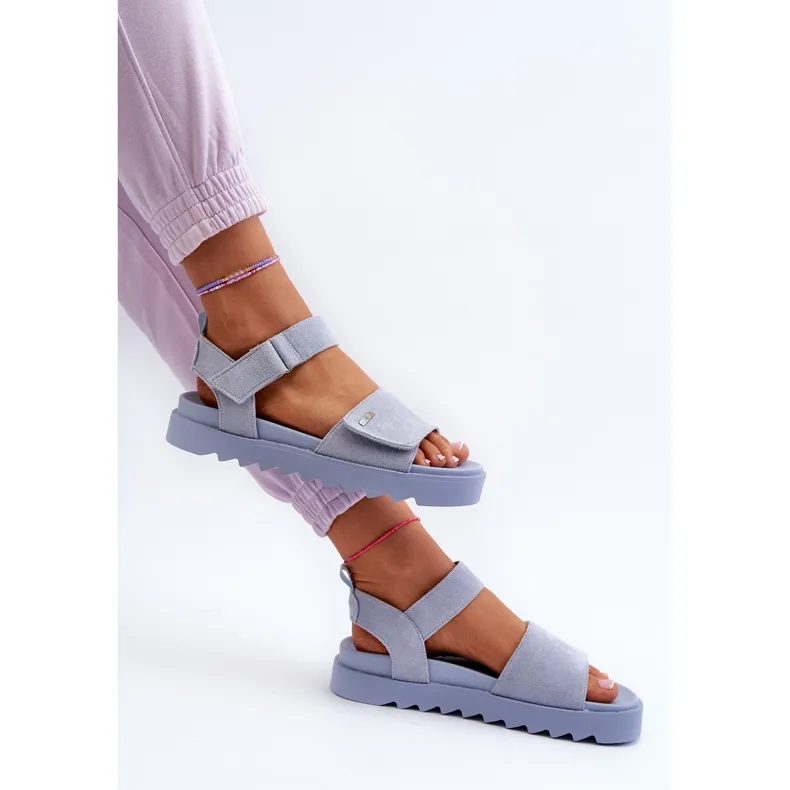 Women's Suede Sandals on the Big Star Platform NN274706 Blue