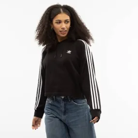 Womens adidas Adicolor 3-Stripes Short Hoodie - Black