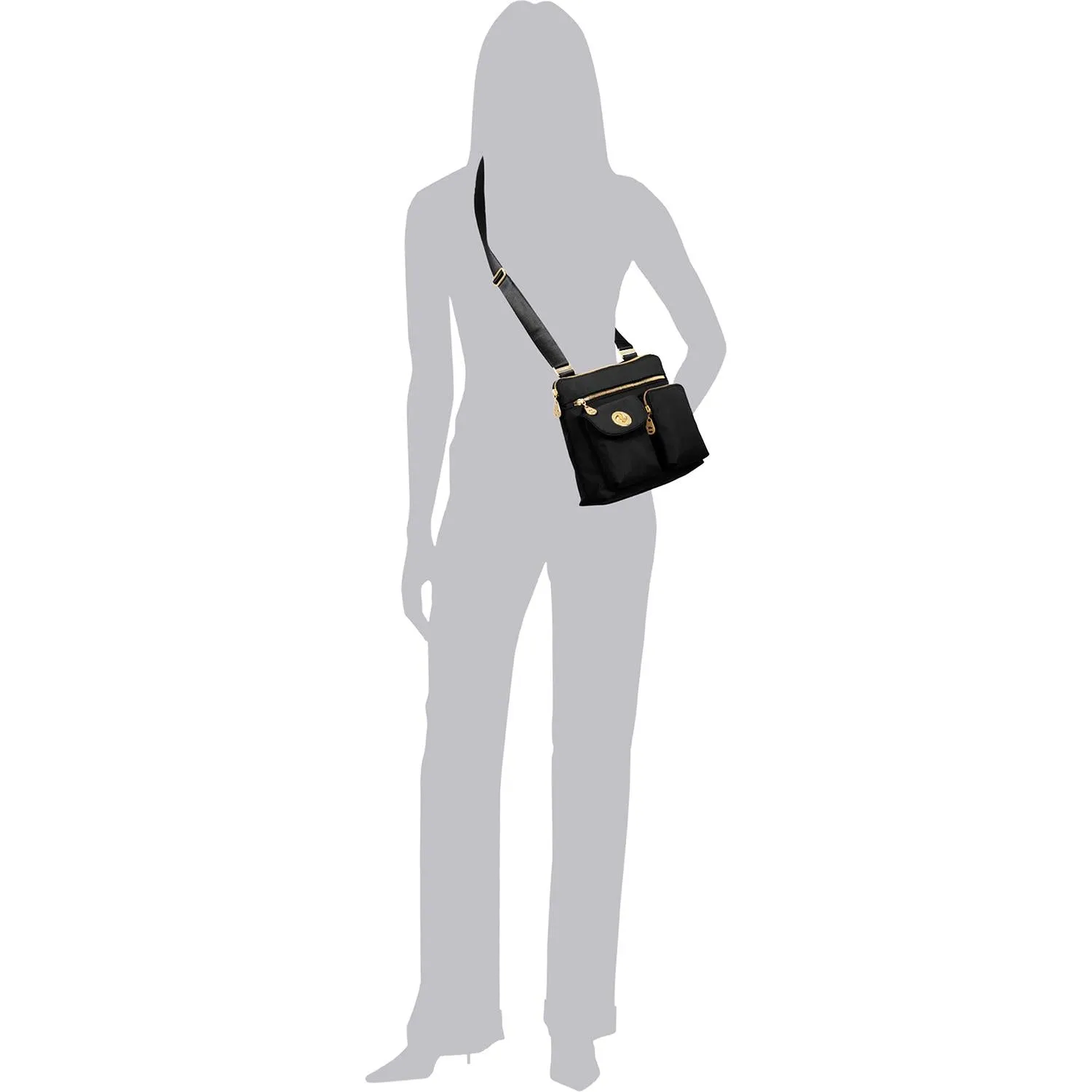 Women's Baggallini Melbourne Crossbody Black Nylon