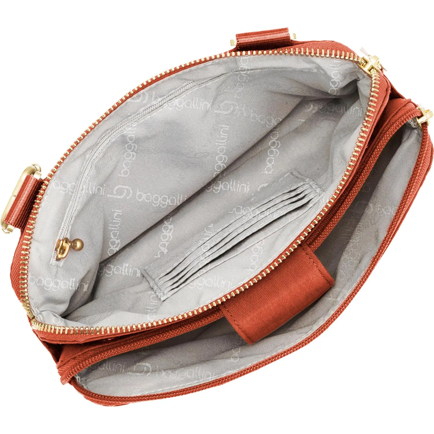 Women's Baggallini Toronto Double Zip Crossbody Adobe Nylon