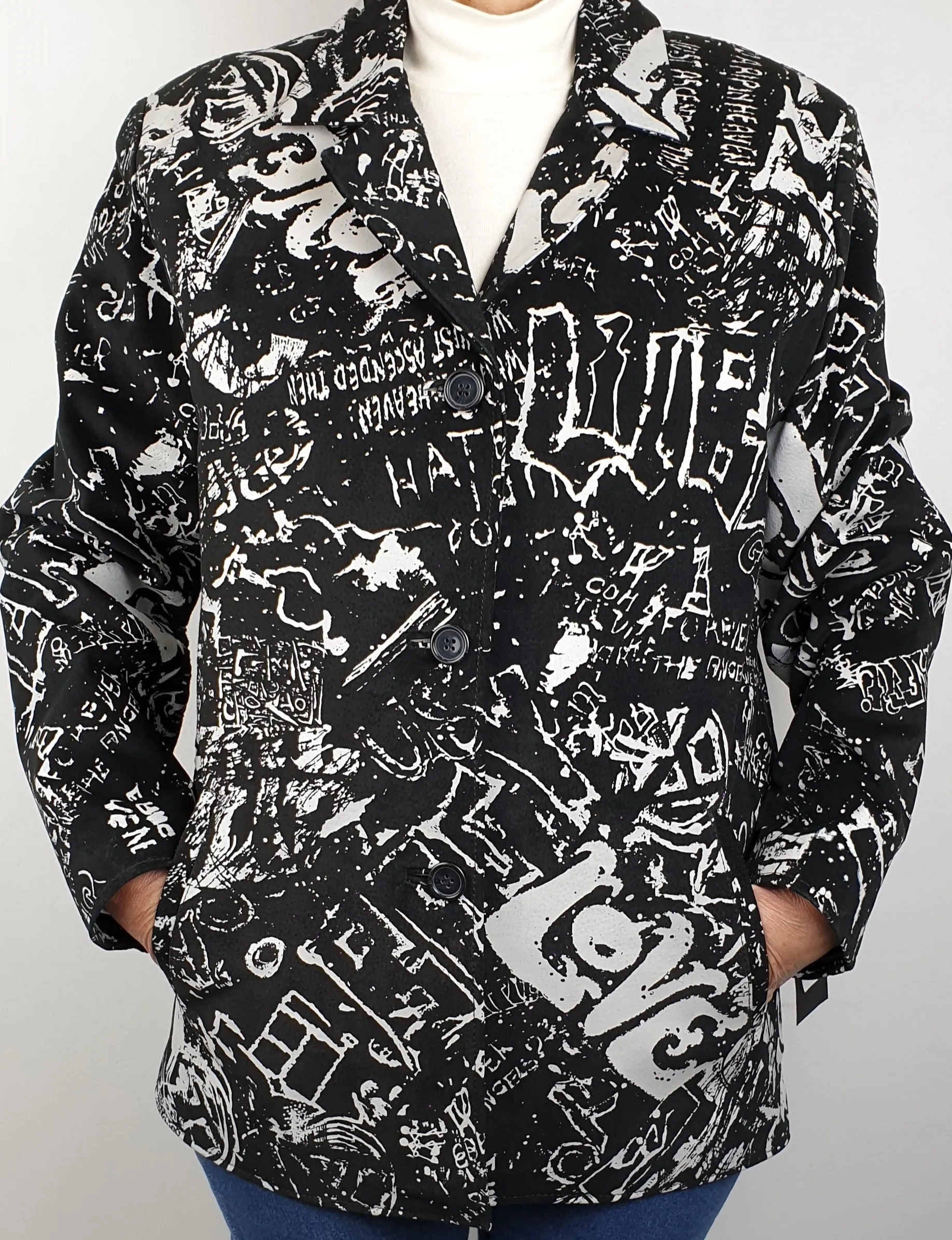 Women's Printed Suede Jacket - Graffiti