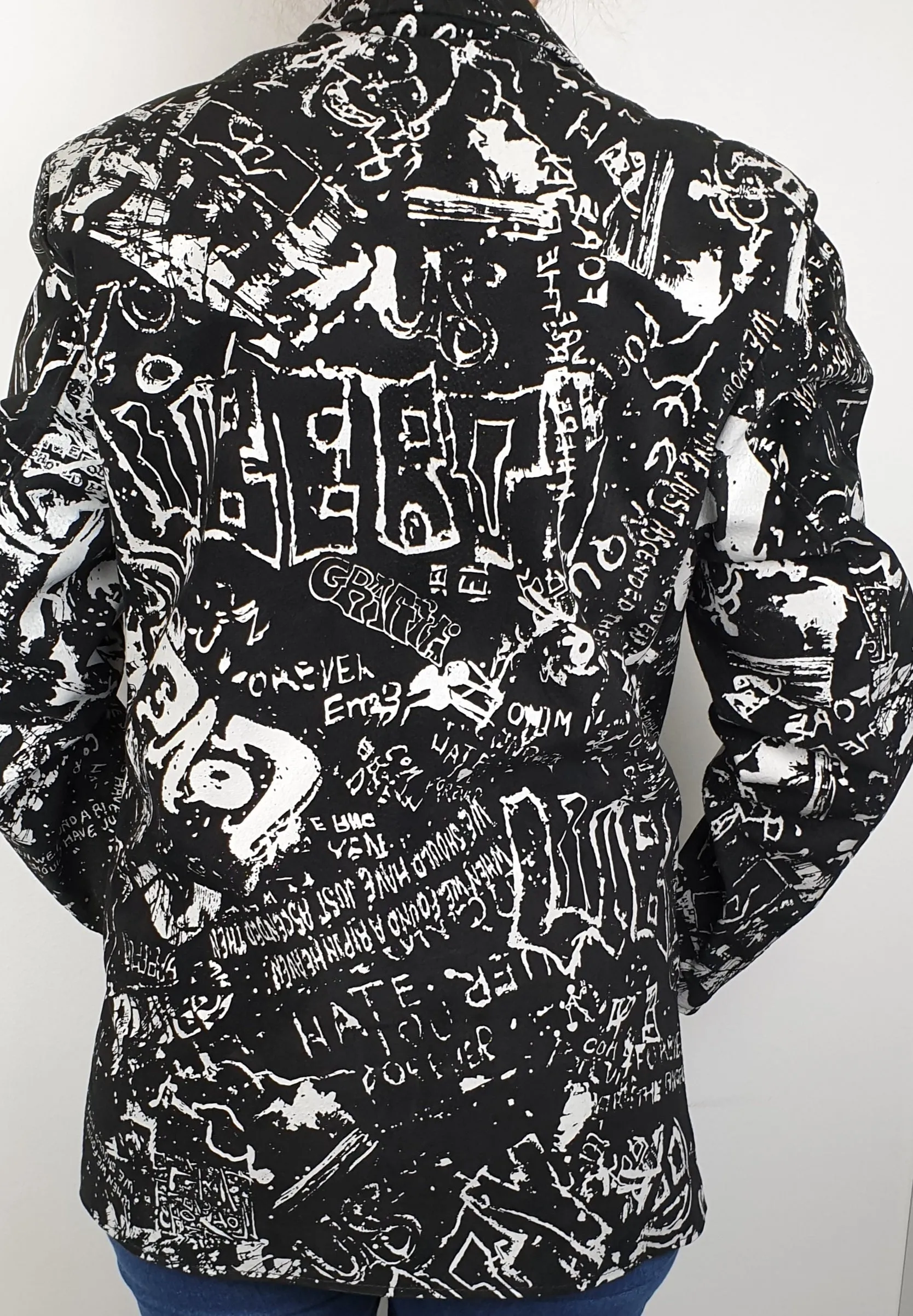 Women's Printed Suede Jacket - Graffiti