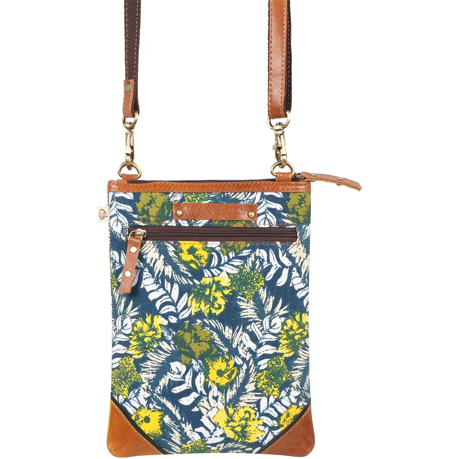 Women's Vaan and Co. Brisk Crossbody Tropic Yellow/Floral Leather