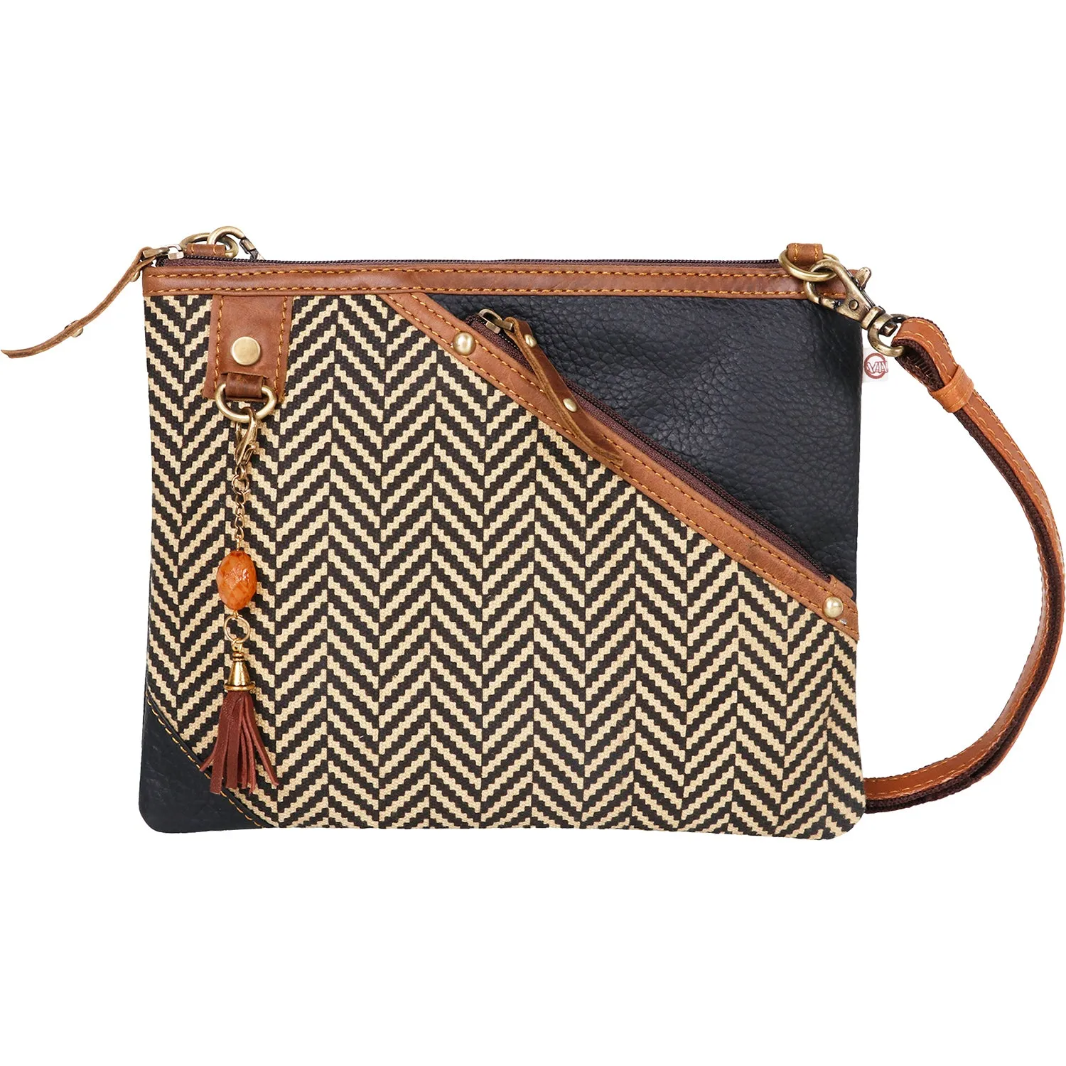 Women's Vaan and Co. Grayson Crossbody Black/Multi Leather