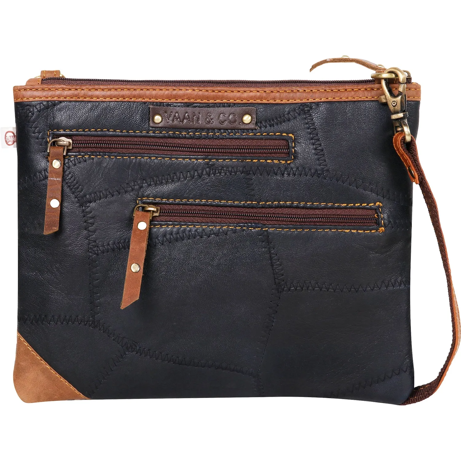 Women's Vaan and Co. Grayson Crossbody Black/Multi Leather