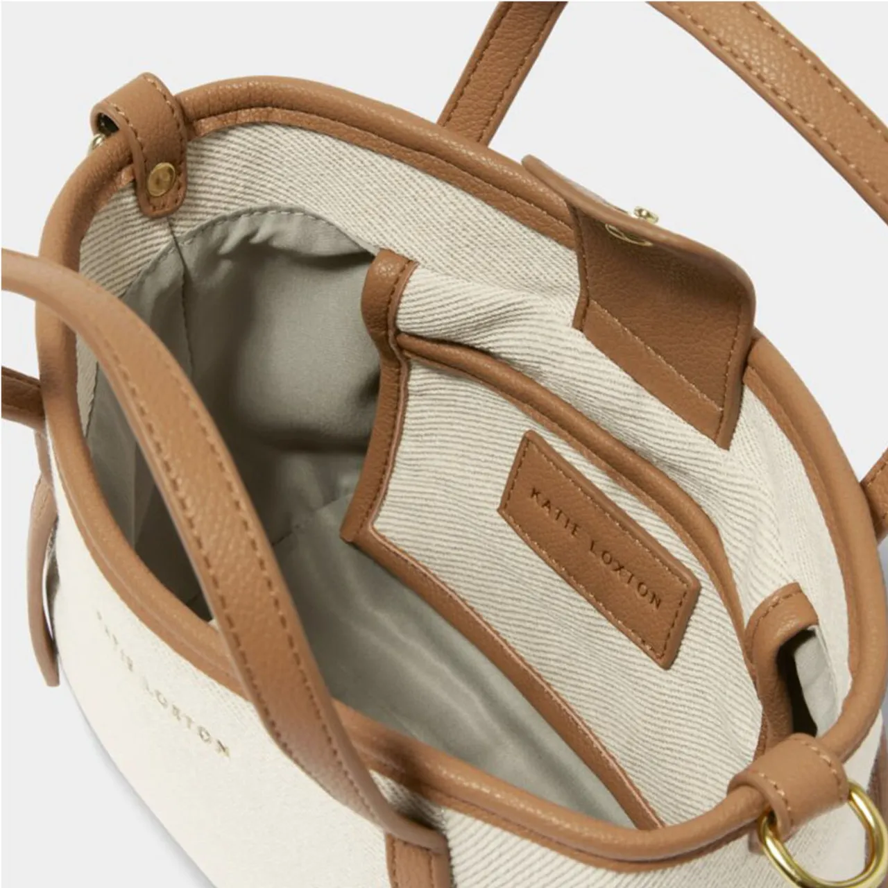 Women's Katie Loxton Capri Canvas Mini Tote - Tan and Off White