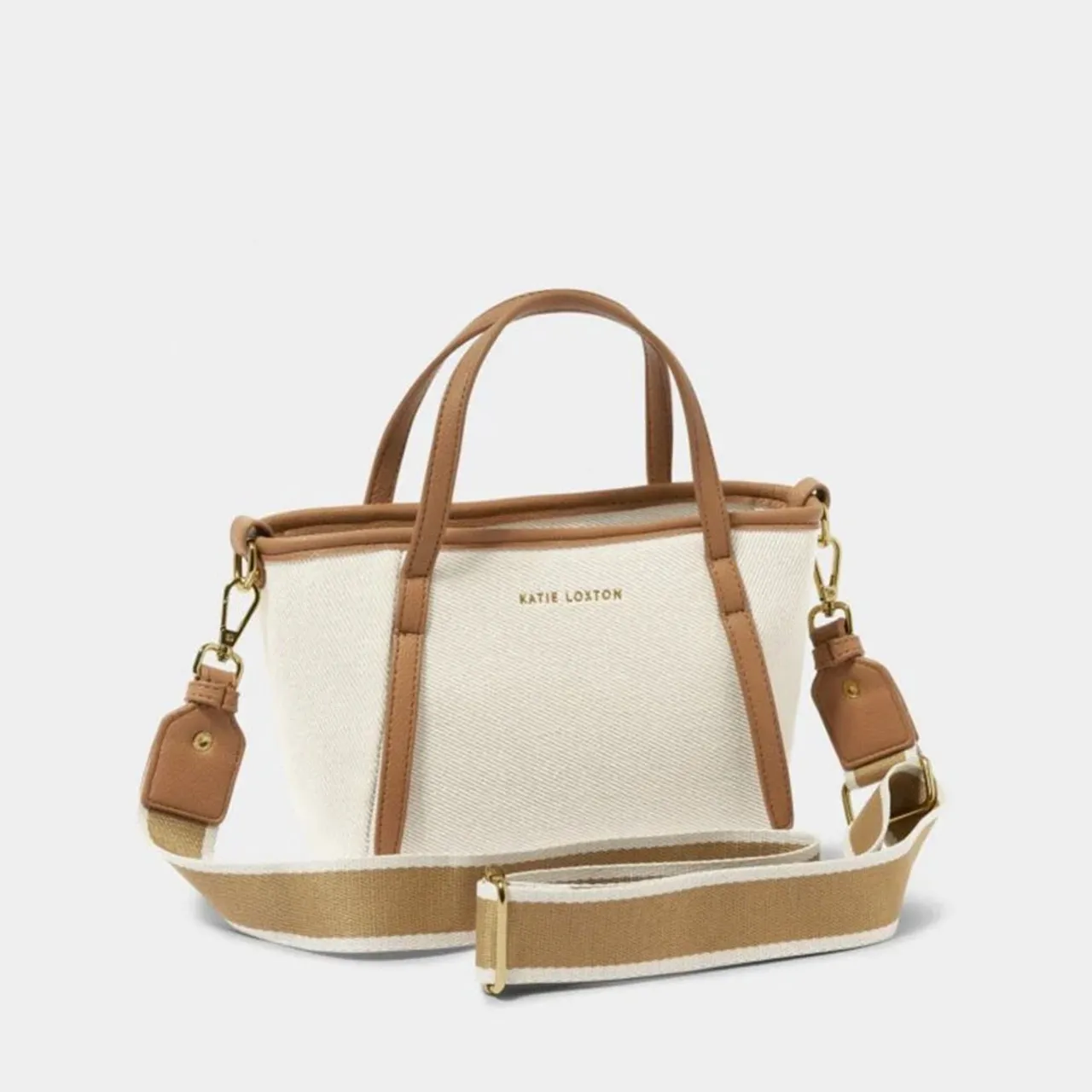 Women's Katie Loxton Capri Canvas Mini Tote - Tan and Off White